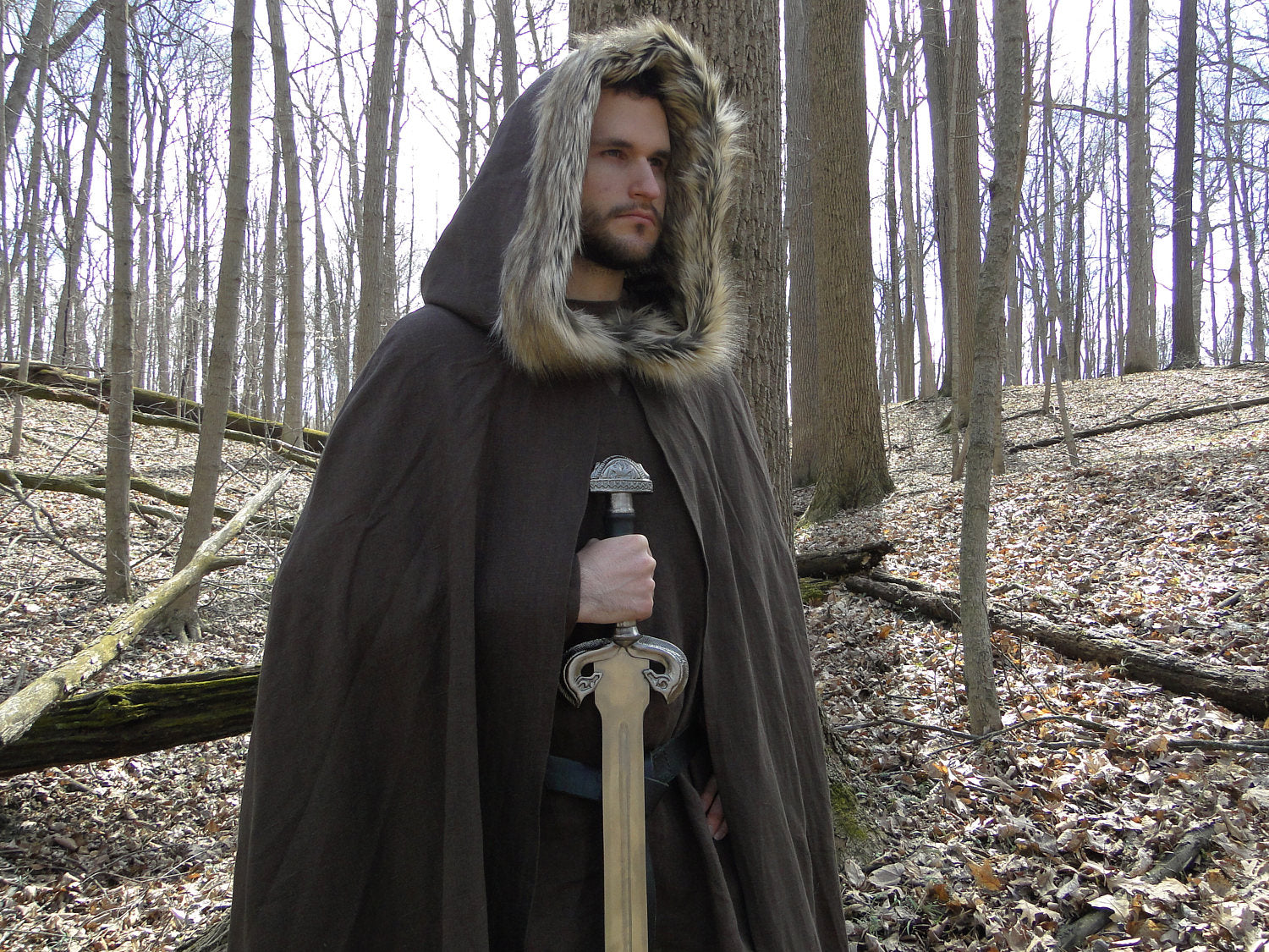 Medieval Hooded Cape With Huge Hood & Shoulder Straps For Role