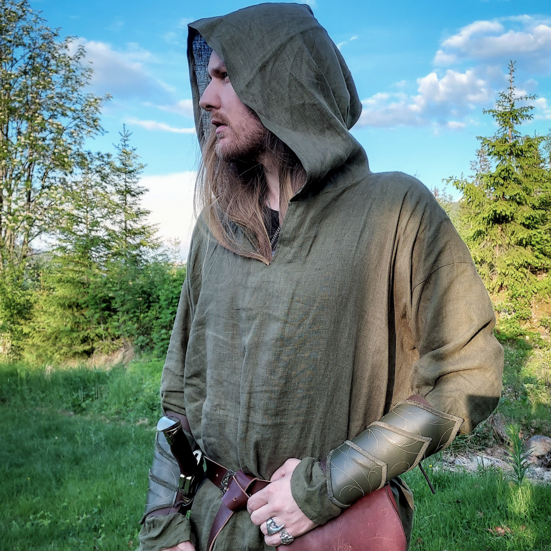 Hooded tunic mens sales